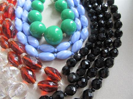 Vintage Glass Beads Lot. Necklaces Some Wearable Jewelry Making