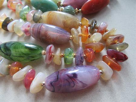 Two Lucite Multi Color Necklaces Vintage Jewelry