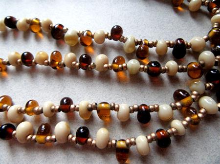 Long Glass Necklace Earthy Colors