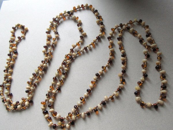Long Glass Necklace Earthy Colors