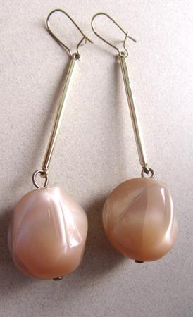 Mod Champagne Lucite Pierced Earrings 1960's Jewelry