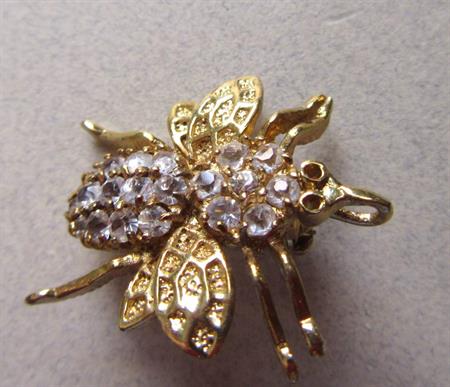Crystal ? Bee Figural Pin Brooch