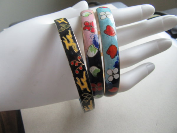 Vintage Cloisonné Bangle Bracelets
