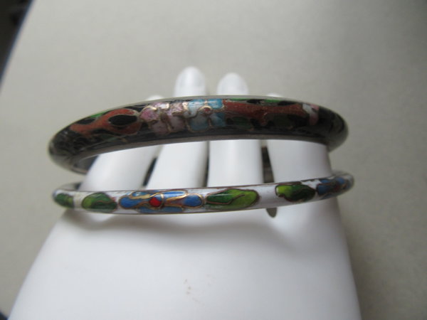 Two Cloisonné  Vintage Bangle Bracelets As Is