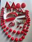 1980's Red Jewelry Lot Earrings Pins And More