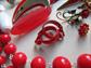 1980's Red Jewelry Lot Earrings Pins And More