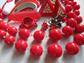 1980's Red Jewelry Lot Earrings Pins And More