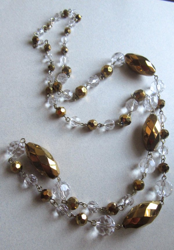 Gold and Clear Crystal Necklace