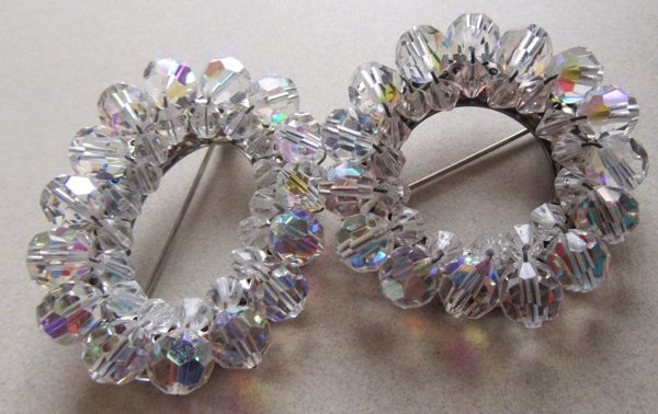 Vintage Aurora Borealis Crystal Cluster Pins Brooches