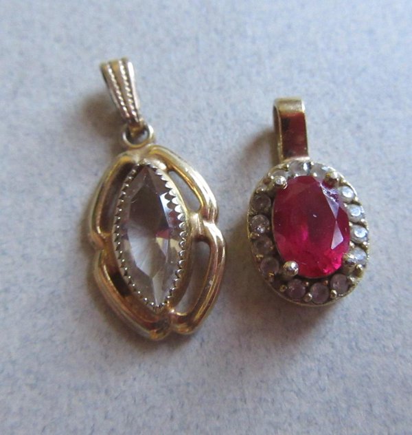 Vintage Pendants Gold Filled And Stauer Lab Created Ruby