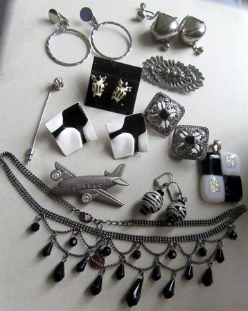 Vintage and Up  Jewelry Lot Airplane Pin Earrings Necklace