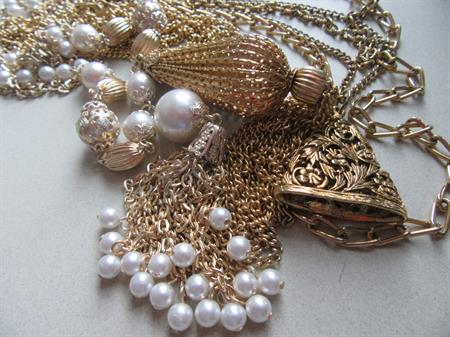 Three Vintage Necklaces Tassel Faux Pearl And More 