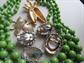 Vintage and Up Green Jewelry Lot Pins Brooch Moss Agate