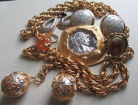 Vintage Jewelry Lot Necklace Pin Rings Earrings