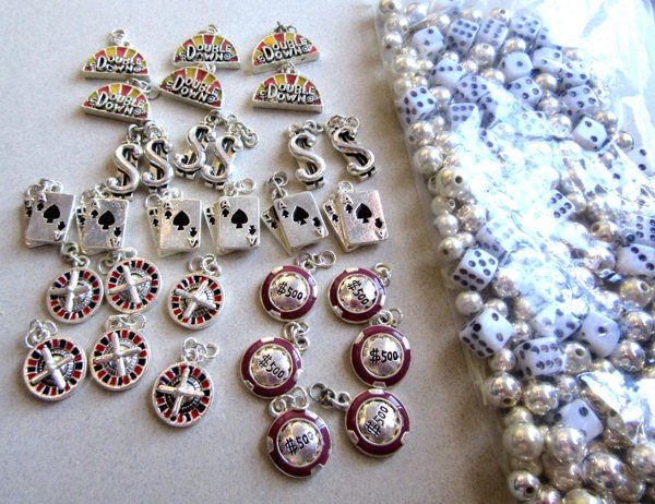 Gambling Charms Lucite Dice Beads Lot Jewelry Making Supplies Vegas