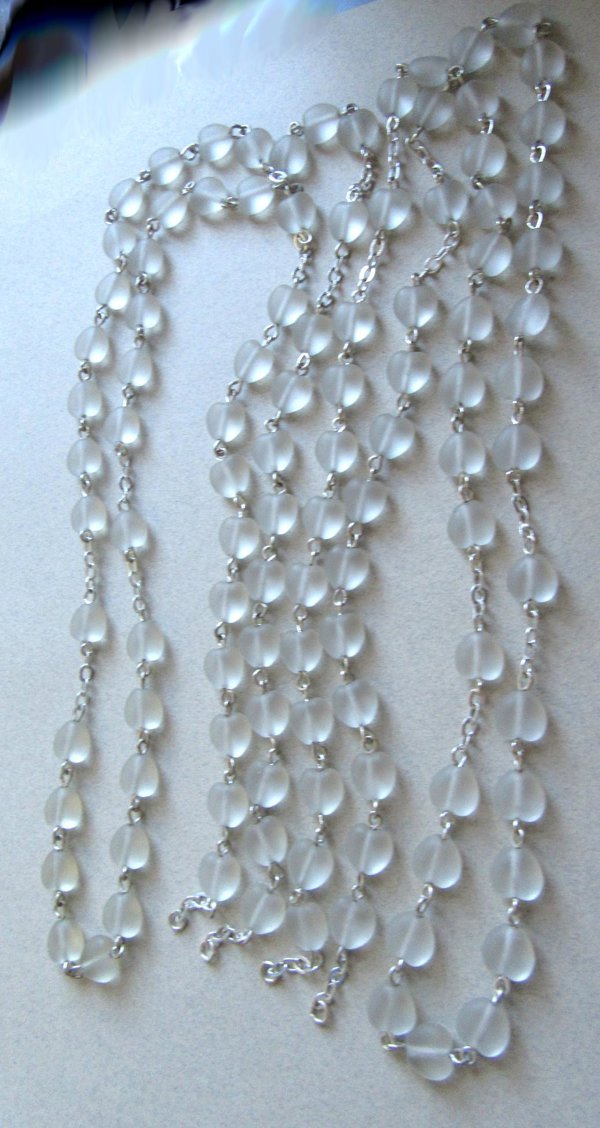 Vintage Frosted Glass Hearts Chain Jewelry Making