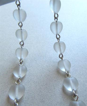 Vintage Frosted Glass Hearts Chain Jewelry Making