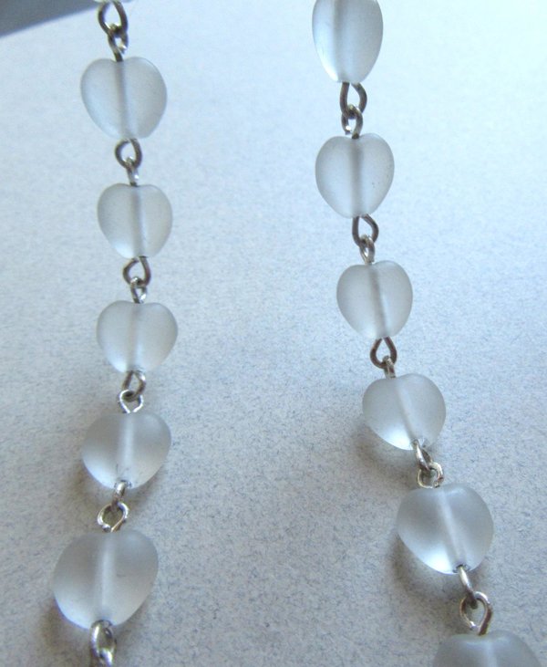 Vintage Frosted Glass Hearts Chain Jewelry Making