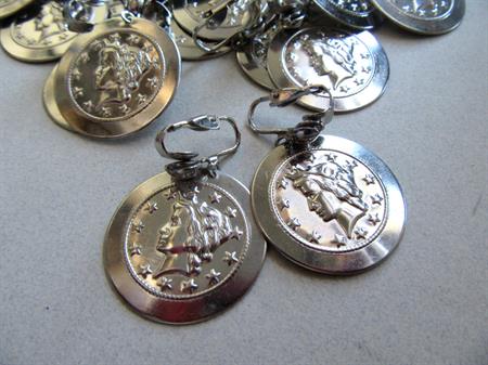 Twenty Pairs Vintage Liberty Head Clip On Earrings Never Worn Jewelry Making Supplies