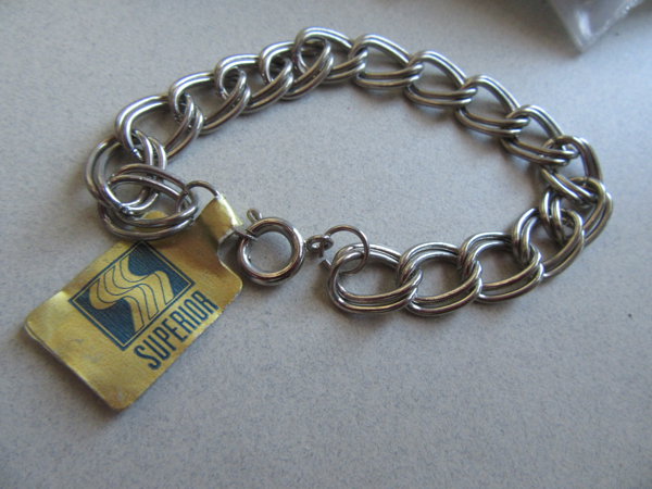 Eight Vintage  Chain Charm Bracelets With Tags 