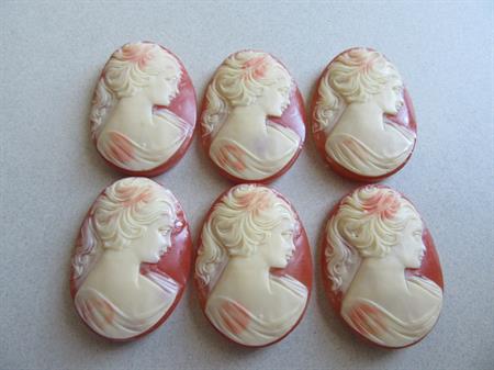 Six Vintage Resin Cameos Jewely Making Supplies