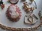 Vintage and Up Jewelry Lot  Pins Brooch Bracelet Sweater Clip