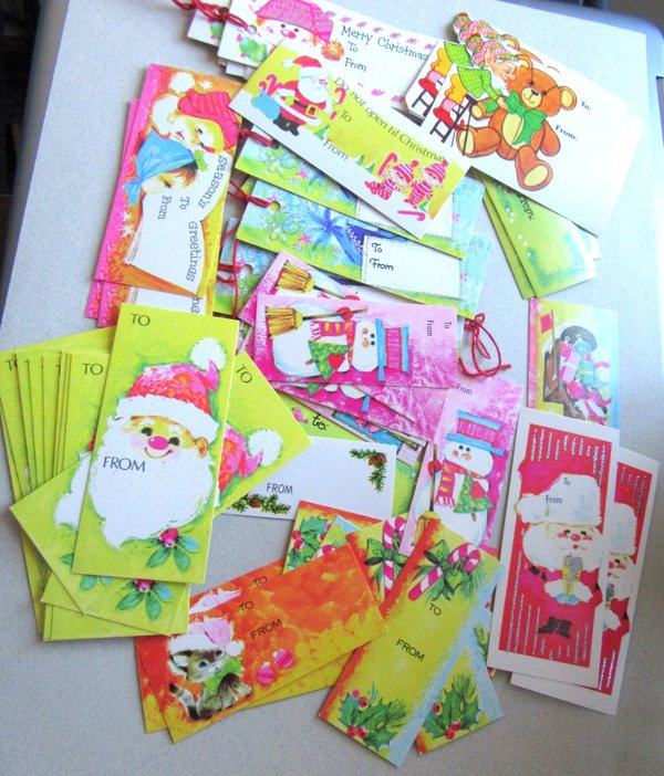Vintage Christmas Tags Lot 65 count