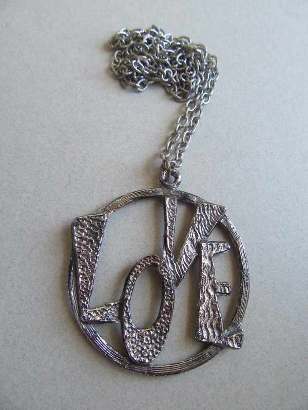 Vintage 1960's Mod Love Pendant Necklace Hippie Valentines