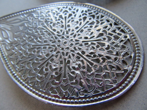 Large Silver Filigree Pierced Earrings