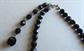Vintage Black Glass Choker Necklace Strung On Chain