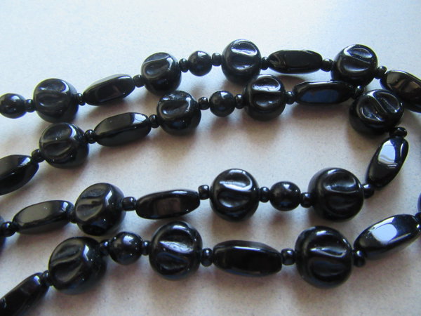 Vintage Allison Reed Bohemian Black Glass Necklace W/ Tags Never Worn