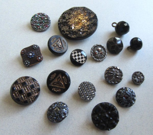 Antique Glass Buttons Lot Sewing Notions Quilting 