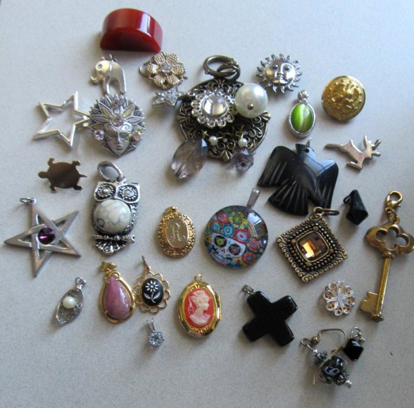 Jewelry Parts Lot Pendants Odd and Ends Doo Dads