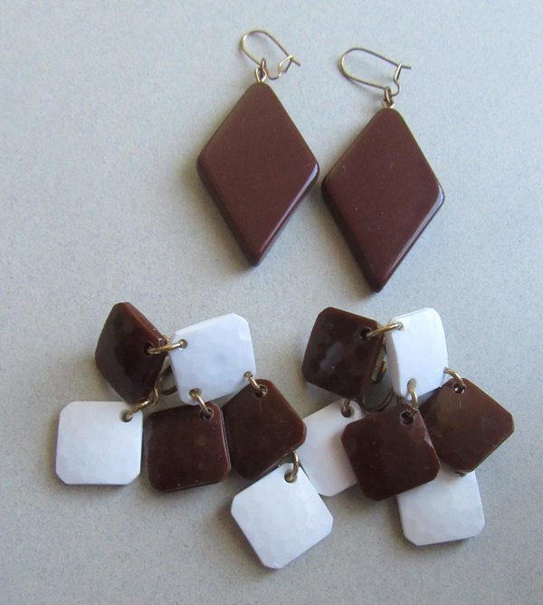 Vintage Mod 1960's Lucite Earrings Pierced and Clips