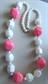 1980's Chunky Pink and White Lucite Necklace Mrs. Roper