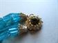 Vintage 1960's Aqua Multi Strand Necklace rhinestone Clasp