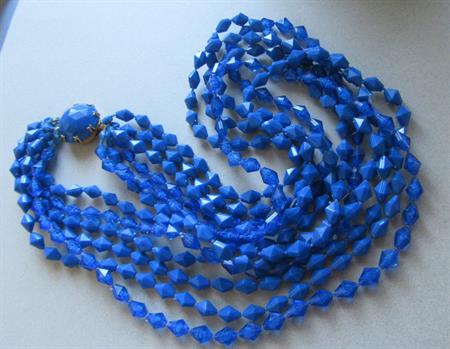 Vintage 1960's Royal Blue Multi Strand Necklace