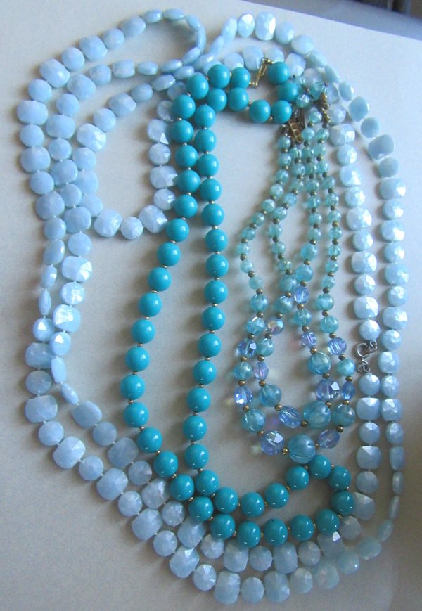 Vintage Mod Blue Necklaces Lot