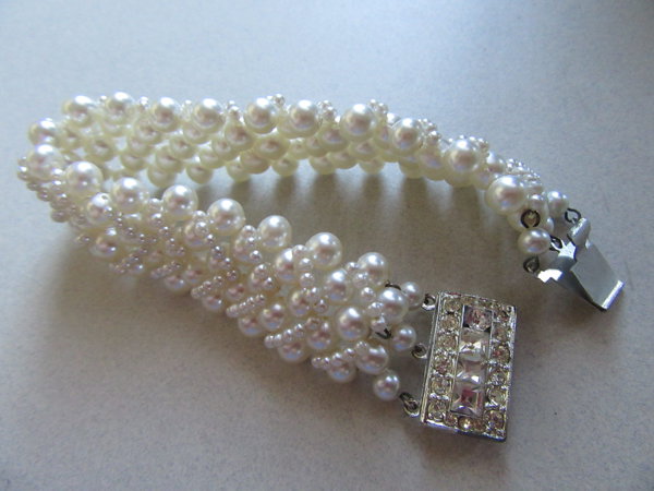 Faux Pearl and Rhinestone Bracelet
