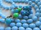 Vintage 1960's Mod blue Long Necklace Beads Earrings