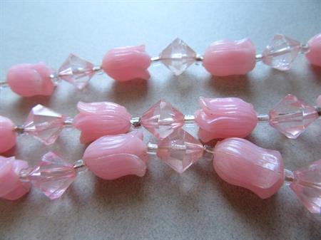 Vintage Pink Lucite Tulips Necklace 1950's Jewelry