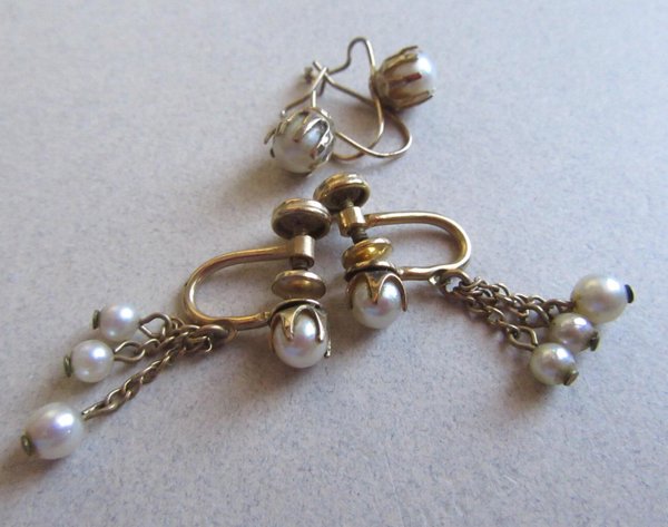 Vintage Gold Filled Genuine Pearl Screw Back Earrings