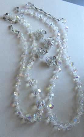 Vintage Aurora Borealis Crystal Beads Earrings Jewelry Making Supplies