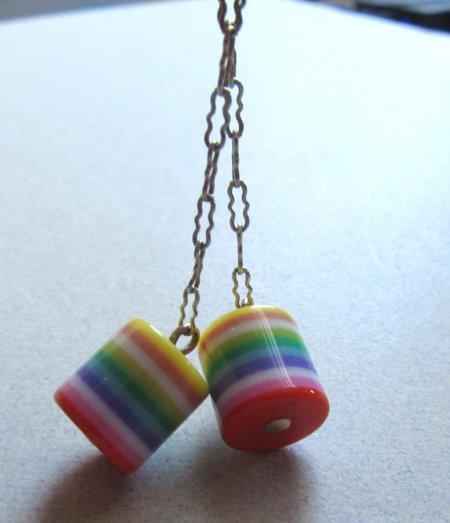 Vintage 1960's Rainbow Layered Lucite Pierced Earrings