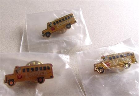 Three McDonalds #1 Driver School Bus Tac Pins Fast Food Collectibles