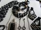 Black Jewelry Lot 1980's and Up Necklaces Earrings