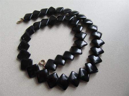 Vintage 1980's Trifari Black Lucite Necklace Signed Jewelry