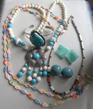 Vintage Faux and Genuine Turquoise Jewelry Lot