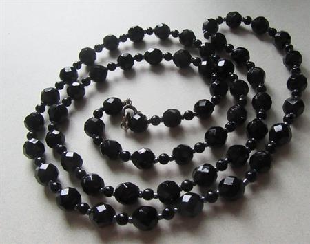 Faceted Black Glass Necklace Beads