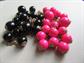 Black and Hot Pink Mod Style Lucite Ball Bracelets